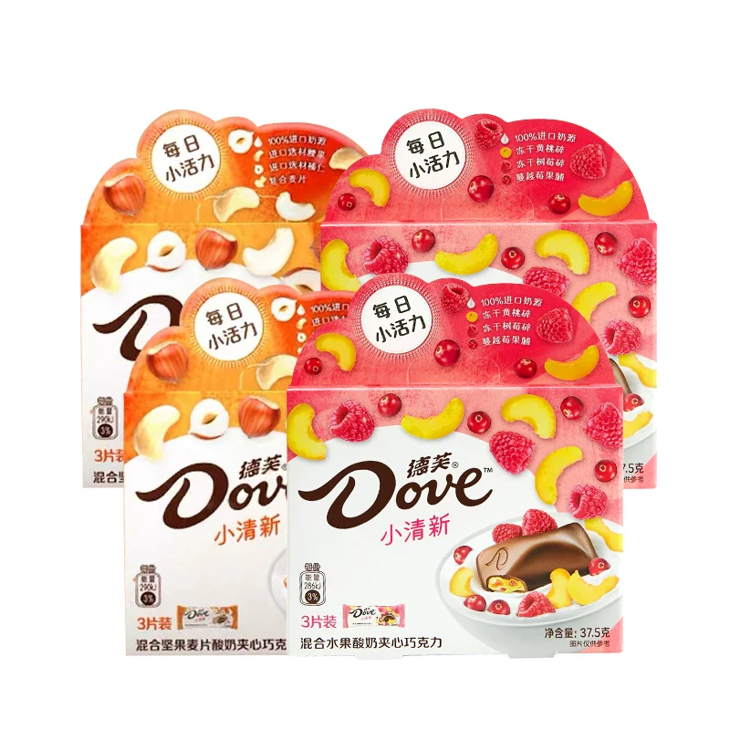 [88 Бесплатная доставка] Шоколад Dove свежий йогуртовый вкус с орехами и сухофруктами 37.5г*4 закуски