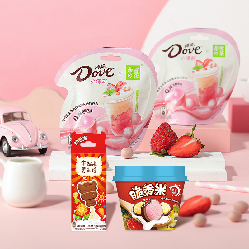 DOVE 德芙 趣味零食组合（脆香米酸奶杯*2+波波丸软糖*2+棒棒糖*2）天猫优惠券折后￥29.9包邮