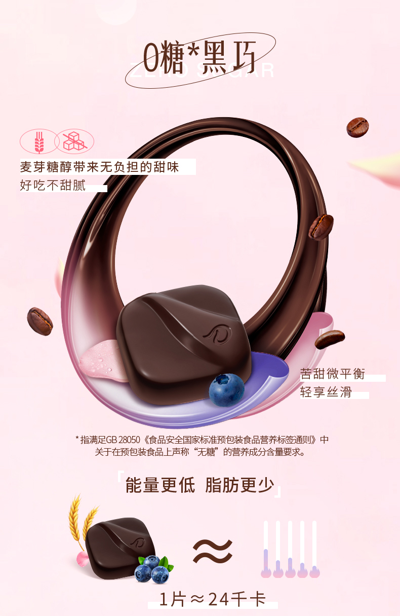 Dove 德芙 零糖黑巧/控糖小纤果味黑巧克力 35g*10盒 图4
