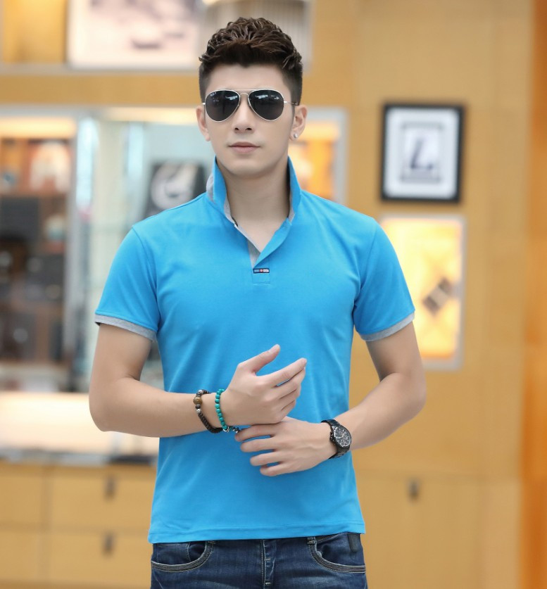 T-shirt nam mùa hè nam ngắn tay ve áo Polo áo sơ mi thanh niên đơn giản nửa tay màu rắn t-shirt yếm T-Shirt áo thun cotton nam