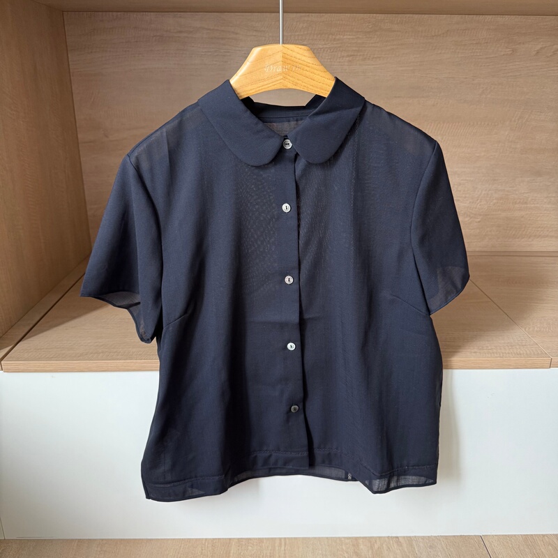 Authentic~ Designer Niche 2026 Early Autumn New Product Doll Collar Short-Sleeved Shirt Minimalist Commuter Shirt