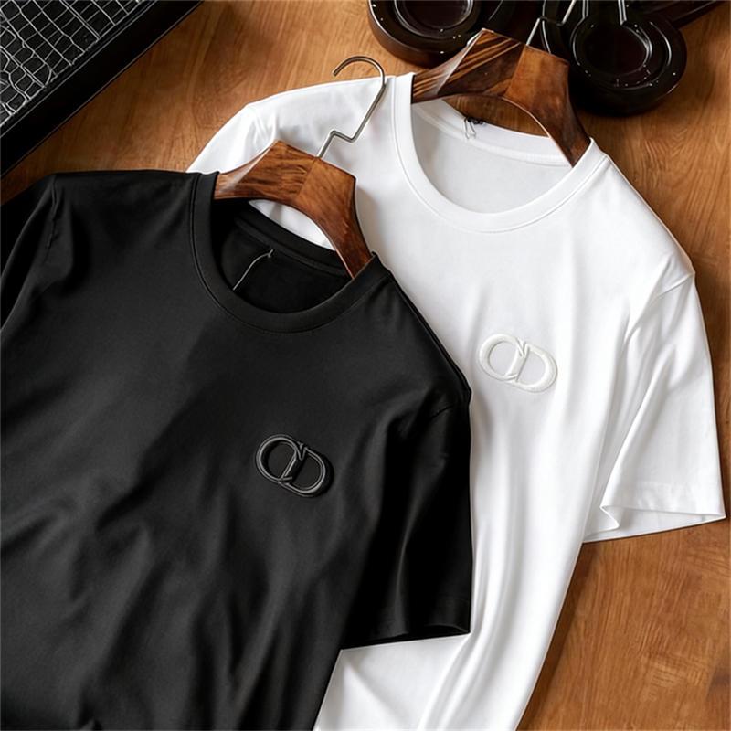 European Station 2026 Summer New Men's T-Shirt Double Mercerized Cotton Short-Sleeve T-Shirt Men's High-Quality Ice Silk Half-Sleeve European Goods