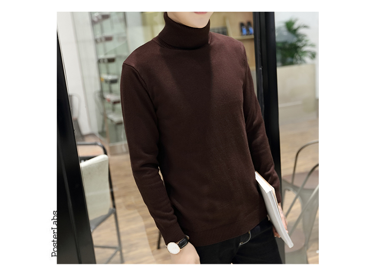 Áo khoác nam mùa thu đông mới cộng với áo len cao cổ nhung nam phiên bản Hàn Quốc của sinh viên thủy triều màu rắn Áo len dệt kim mỏng chạm đáy áo cardigan nam