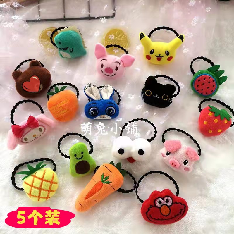 5 pure handmade popular cute hair ring doll shape hair ring Korean girl personality headwear rubber band