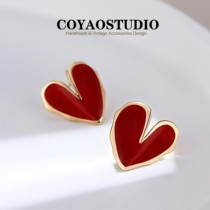 Wine Heart Sugar Valentines Day Girl Retro Red Loving Ear Clip Without Earbuts BRIEF TEMPERAMENT Mosquito Coil Dish Ear