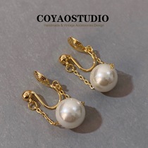 Mosquito Coil Pan Ear Clip Without Earbuds Ear Accessories Woman Retro Pearl Earrings Earrings Without Pain South Korea Nets Red Temperamental Earrings
