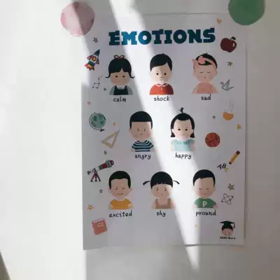 Ins Wind Nordic baby positive discipline emotional cognition facial makeup expression management emotional wall chart poster hanging shaft