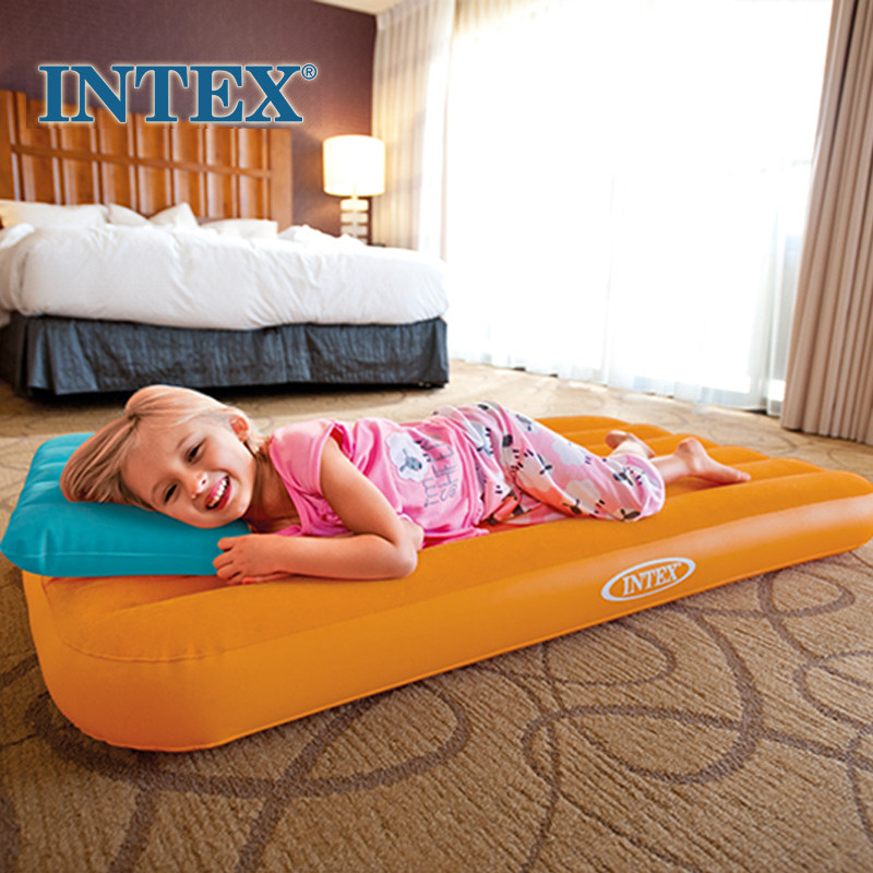 INTEX Children's color flocking inflatable bed Children's lunch break bed Portable bed Game air pad air pump