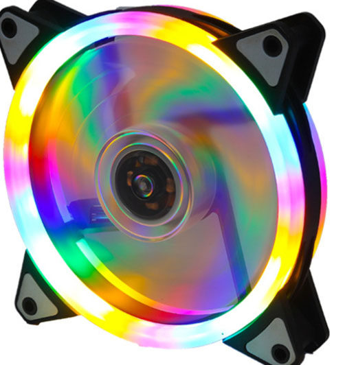 Computer Desktop Extreme Light Double Aperture LED Shine 12cm12025 Heat Dissipation Case Fan Dual Connector Hydraulic Silent-Taobao