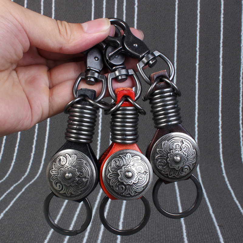 Leather handbag hanging pieces of original personality car key buckle antique punk gift