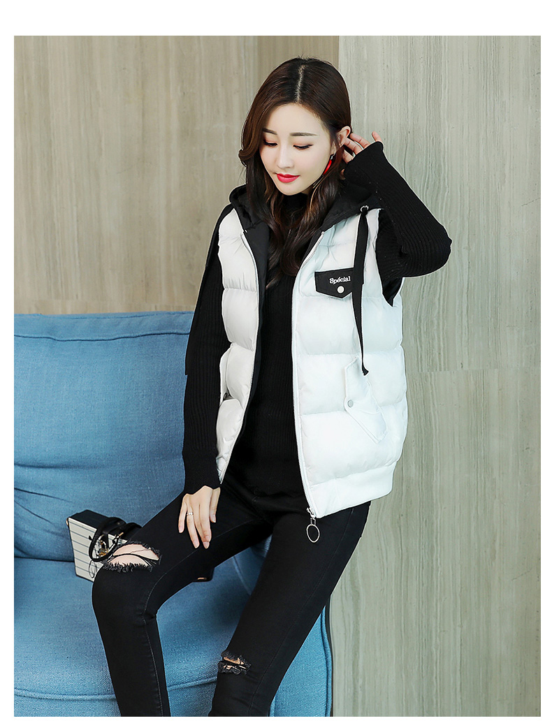 Gao Xuan cotton vest nữ ngắn đoạn thu đông Phiên bản Hàn Quốc của áo vest rộng trùm đầu ấm áo độn bông shop thời trang nữ