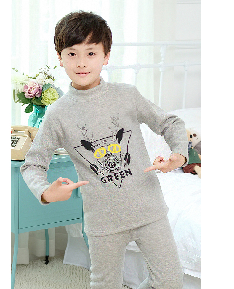 Đồ lót ấm áp cho bé trai ở Nam Cực cộng với bộ đồ lót nhung dày cho bé trai đồ lót cho bé trai mùa thu đồ bộ cho bé gái 11 tuổi