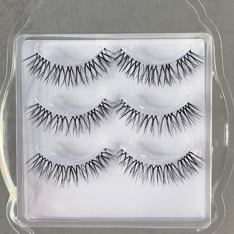 Day Department 3D Fake Eyelash Natural Eyelash Curl Cross Fluffy Wool Sensation Fish Thread Stem 3 Pair of M4 Without Giving Glue