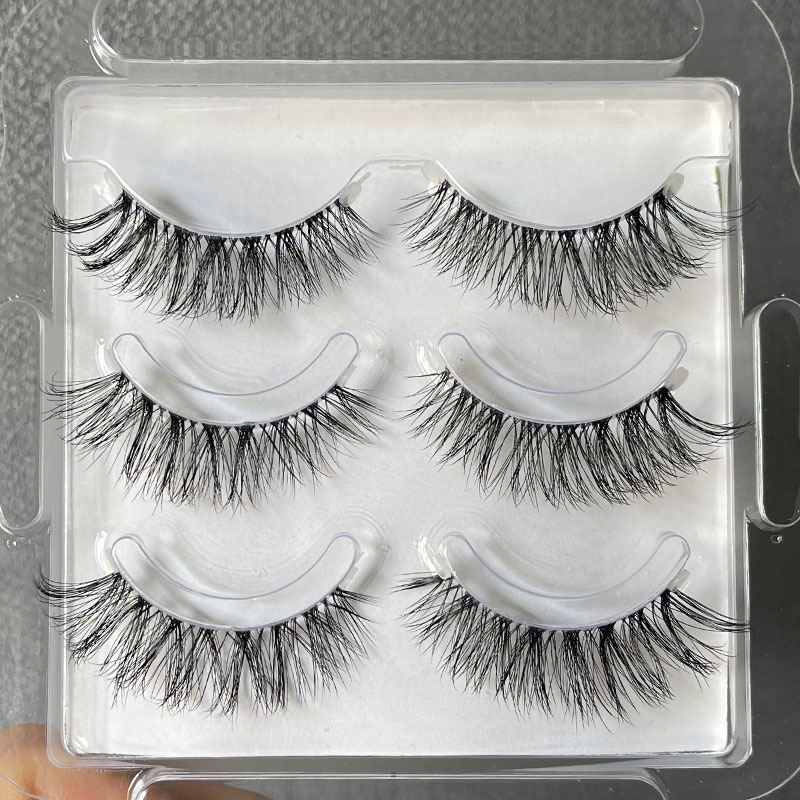 4D false eyelashes Europe and the United States and Europe thick tail strangle cryptographic transparent flat terminal V07 without glue 3 pairs