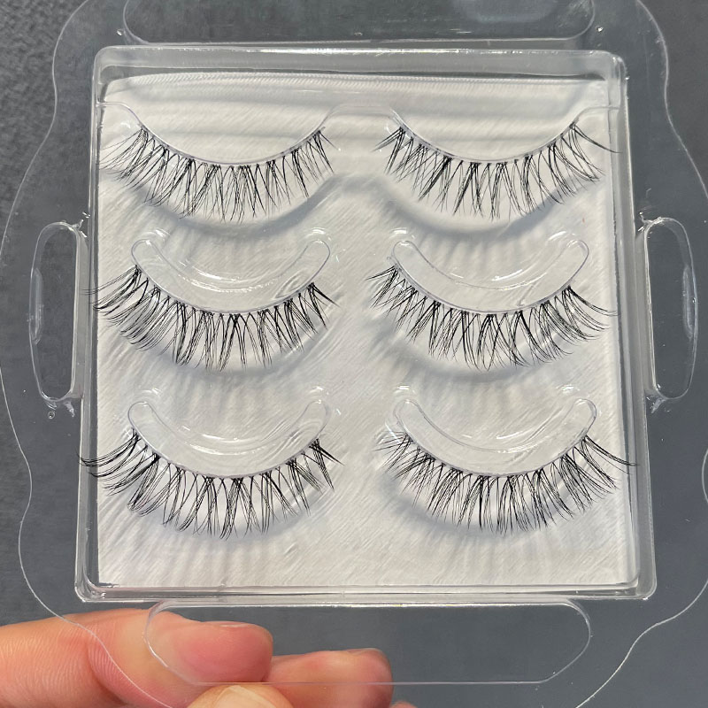 4D false eyelash air sensation Europe and America cross curl eye tail length V01 without giving glue 3 pairs of two cabo optional