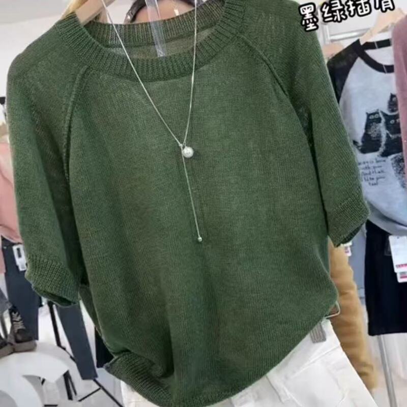 Extra Large Size 150kg High-End Soft Waxy Short-Sleeved Knitwear for Men and Women in Summer Lazy Style Gentle Style Slimming Look Top Extra Large Size 150kg High-End Soft Waxy Short-Sleeved Knitwear for Men and Women in Summer Lazy Style Gentle Style Slimming Look Top