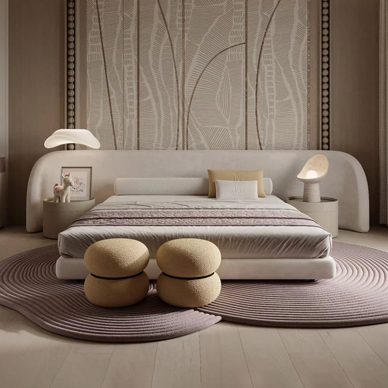 Huirui Fabric Bed, Curved Large Headboard, Widescreen Bed, Cat-Scratch-Resistant Fabric Soft Cover, High-End Large Bed, Double Bed, Designer Fabric Bed Huirui Fabric Bed, Curved Large Headboard, Widescreen Bed, Cat-Scratch-Resistant Fabric Soft Cover, High-End Large Bed, Double Bed, Designer Fabric Bed