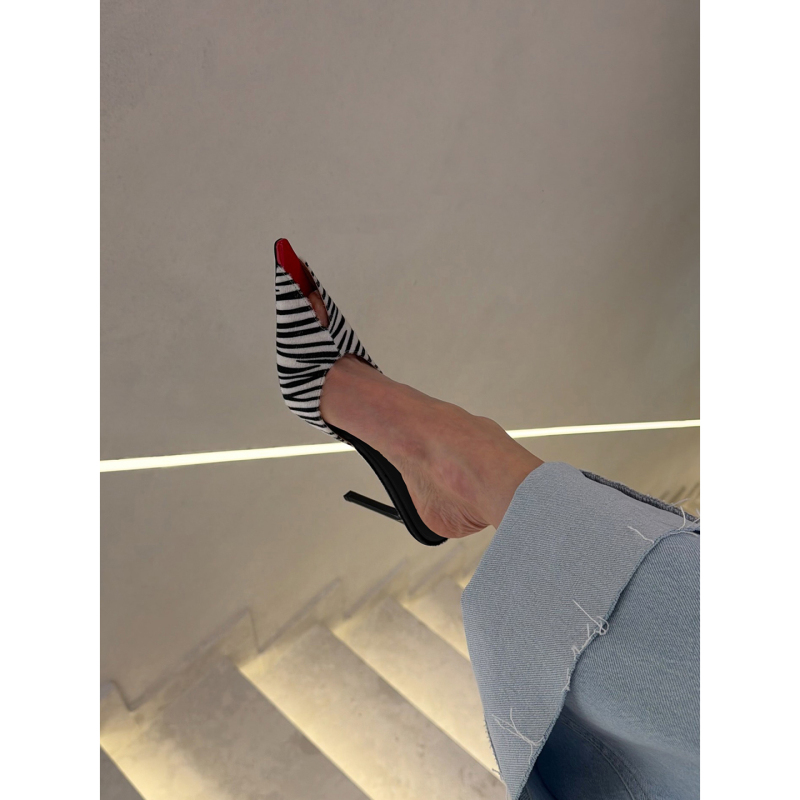 Beautiful Zebra Print Stiletto High Heels for Women, 2026 Summer New Style Sandals for Women, Fashionable and Elegant for Outdoor Wear