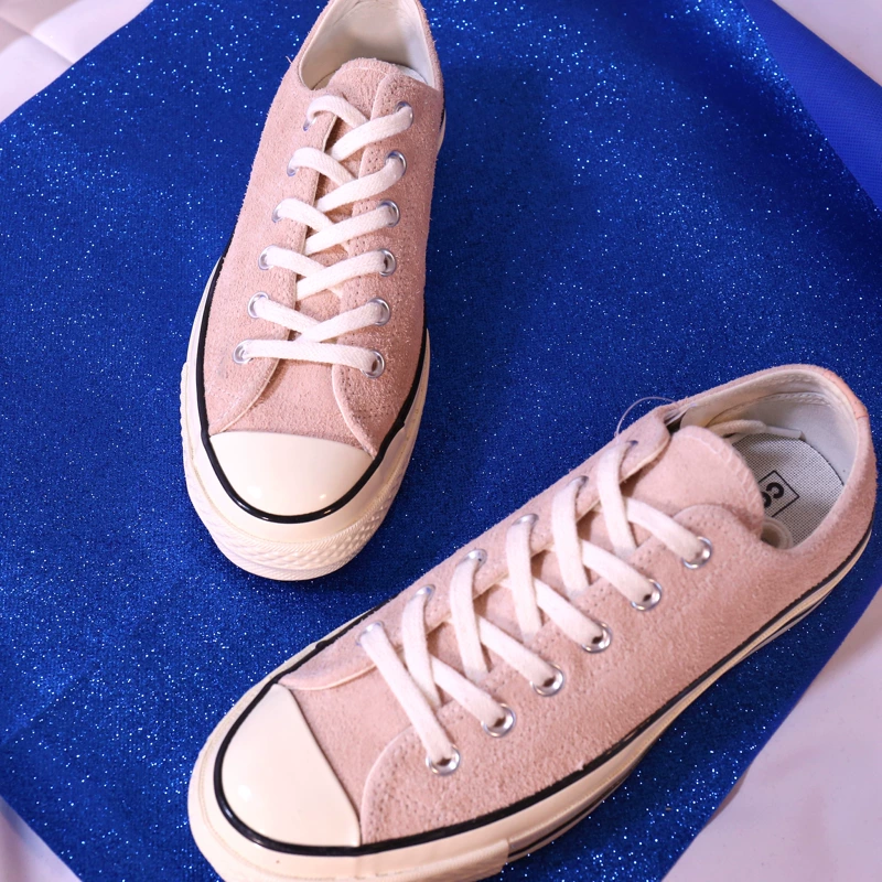 Converse 1970s Samsung tiêu chuẩn màu hồng nhạt phai bột lật lông thấp giày vải 162246c giày thể thao nữ