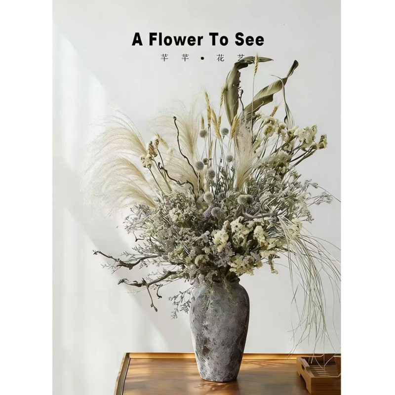 Original Serene Style Modern Chinese Natural Dried Flower Bouquet Set Crystal Grass Reed Love Grass Bird's Eye Grass Original Serene Style Modern Chinese Natural Dried Flower Bouquet Set Crystal Grass Reed Love Grass Bird's Eye Grass