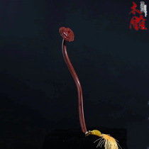 Mahogany auspicious ornaments solid wood carved handles Hanfu handheld small leaf rosewood wood Chinese gifts