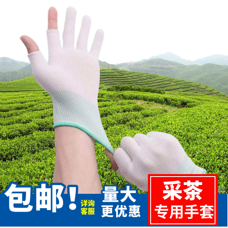 Special gloves for picking tea Sunscreen picking tea protection breathable thin summer tea picking tools finger cover artifact dew