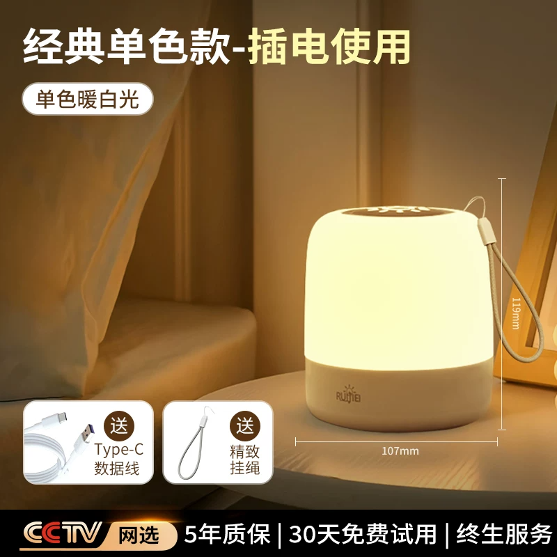 瑞界台灯卧室小夜灯充电式床头护眼台灯