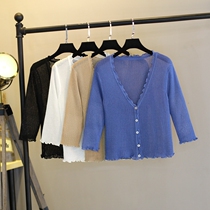 Counter hollow ice silk sunscreen 2021 summer new cardigan women's sweater thin short shawl air-conditioned shirt