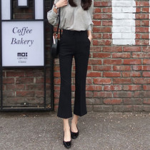 Counter 2021 spring new wide-legged pants women's micro flared pants Korean version of high waist slim black casual pants tide