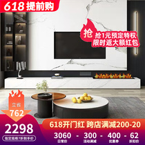 Rock Plate TV Cabinet With Fireplace 3D Atomization Plus Wet Flame Light Lavish High-end Villa Living Room Background Embedded Wall Cabinet