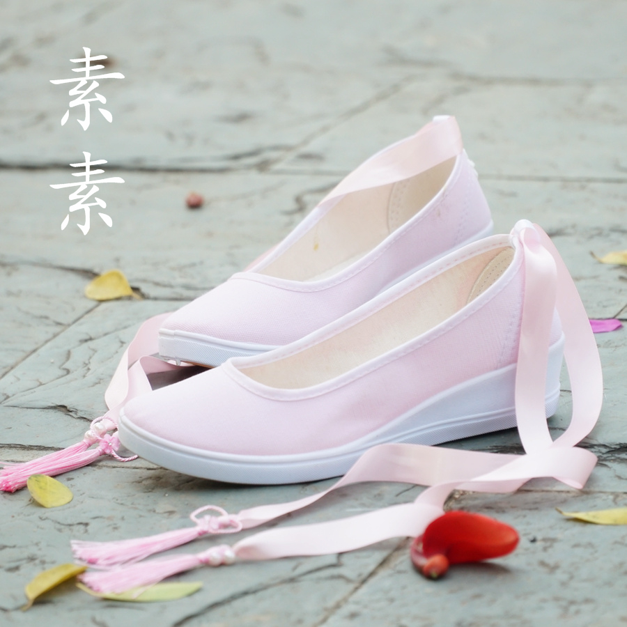 Phong cách cổ xưa của Bắc Kinh với đôi giày Hanfu cải tiến đế phẳng nêm thêu vải khiêu vũ giày trang phục sinh viên buộc - Plimsolls giầy lining nữ