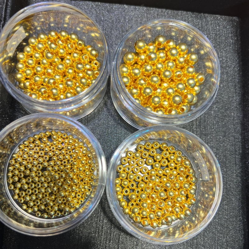 Junlu【B】Gold Beads 999 Pure Gold Ancient Method Fortune Beads Gold Round Beads Gold Nuggets Loose Beads Pendant Accessories