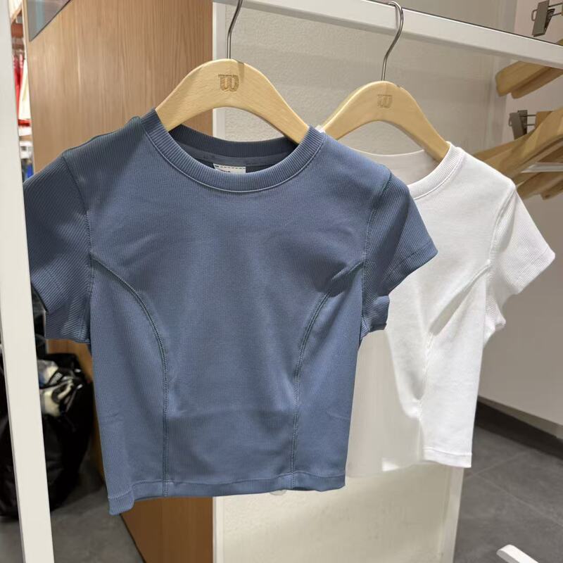 Wilson New Women's Cropped T-Shirt Elastic Waist Short Tennis Short-Sleeved Shirt Ww20084512