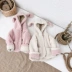 Candy Grandpa Girls Winter New Rabbit Ears Velvet Cotton Children Children Ấm cộng với áo khoác nhung dày Han