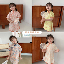 Young Yo-yo Girl Shatters Qipao Dress Summer New Yangqi Chinese Wind Skirt Children Thin Short Sleeve Hanfu Dress dress
