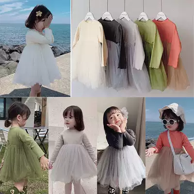 Youyou children's clothing girls western style spring and Autumn 2021 new children's princess tutu small baby mesh western dress