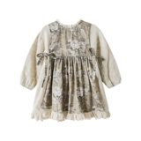 Ретро платье, демисезонная детская милая длинная юбка, семейный стиль, цветочный принт