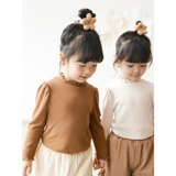 Зимний пуловер для молодых девушек, новинка 2024 года, детский свитер с кружевным воротником, детский однотонный низ, топ