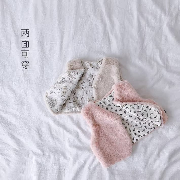 Candy Grandpa Girls Fall Winter 2018 Lông cừu thoải mái Áo vest dày cho bé Cả hai bên Áo khoác cardigan áo gile bò cho bé