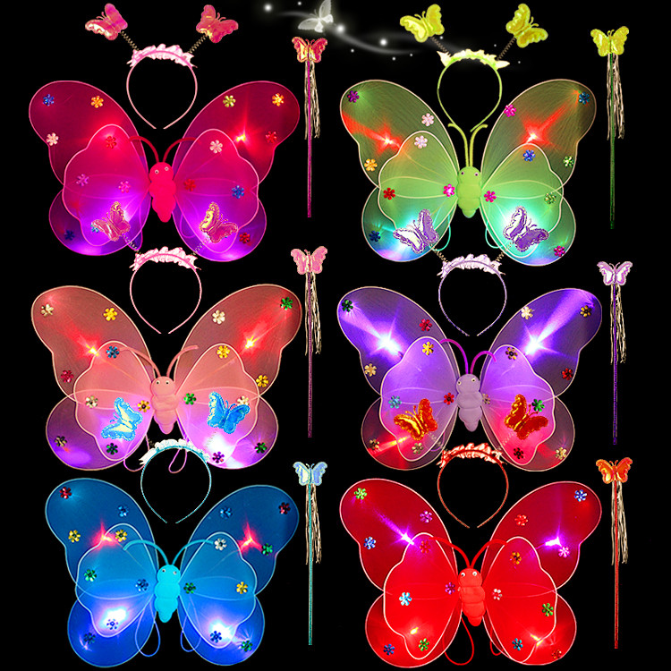 Halloween Children's clothing Girls Performance Shine Double butterfly wings Children's Angel Performance conserved three suits