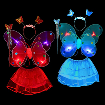 Halloween Children Stage Show Costumes Young Children Performance Dresses Princess Dance Dress Luminous Butterfly Wings Four Pieces