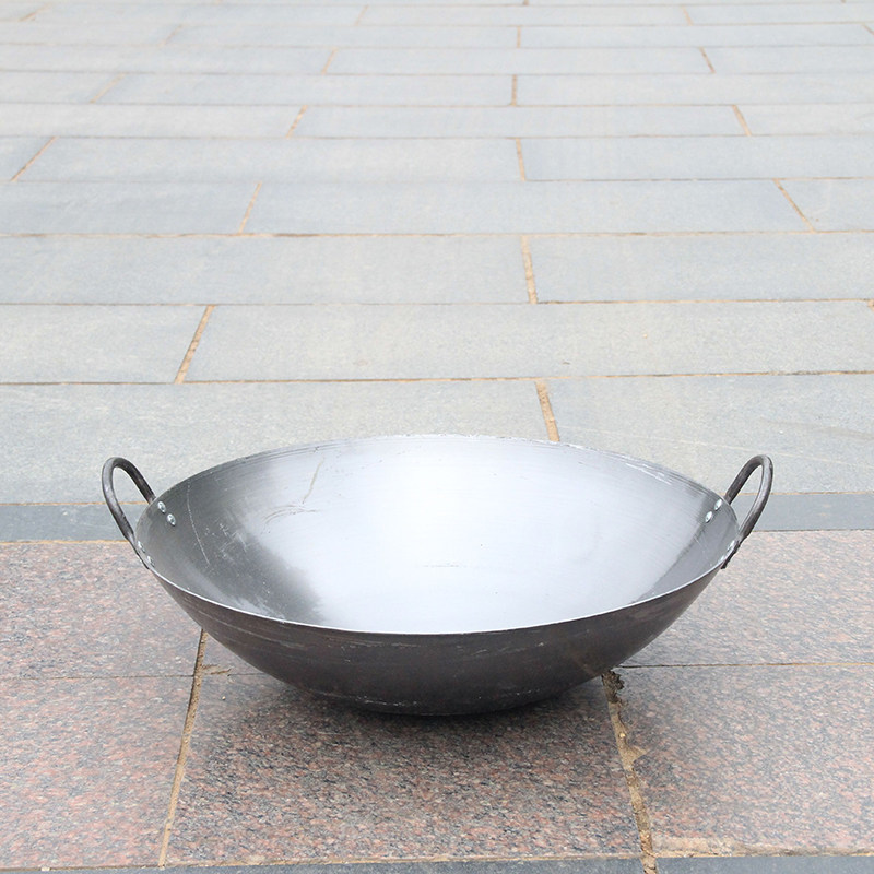 Old-fashioned iron pot double-eared cooked iron pot side pot steel pot large iron pot restaurant hotel canteen thickened frying spoon