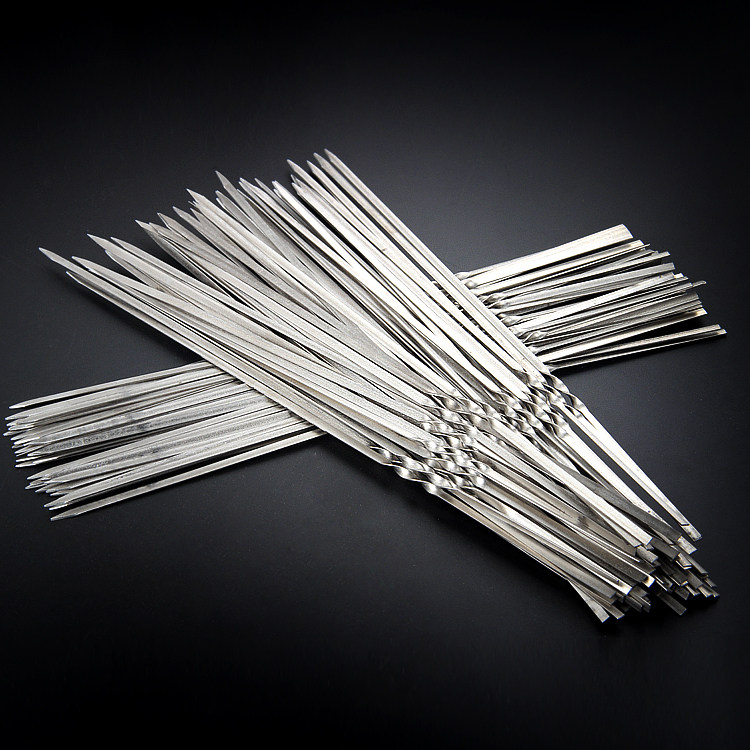 35 * 2 2 flat sign barbecue sign Stainless Barbecue Needle Goat Meat String Sign Roast Sign Outdoor Barbecue Accessories