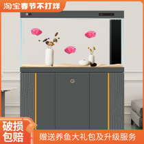 Fish tank living room large and medium-sized ultra-white glass fish tank home 2021 aquarium screen light luxury bottom filter gold fish tank