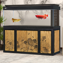 Teyus large living room home new custom ecological bottom filter gold crystal ultra-white glass high-end solid wood dragon fish tank