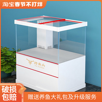 Ultra-white glass fish tank living room small 2021 new custom turtle tank integrated bottom filter desktop landscaping