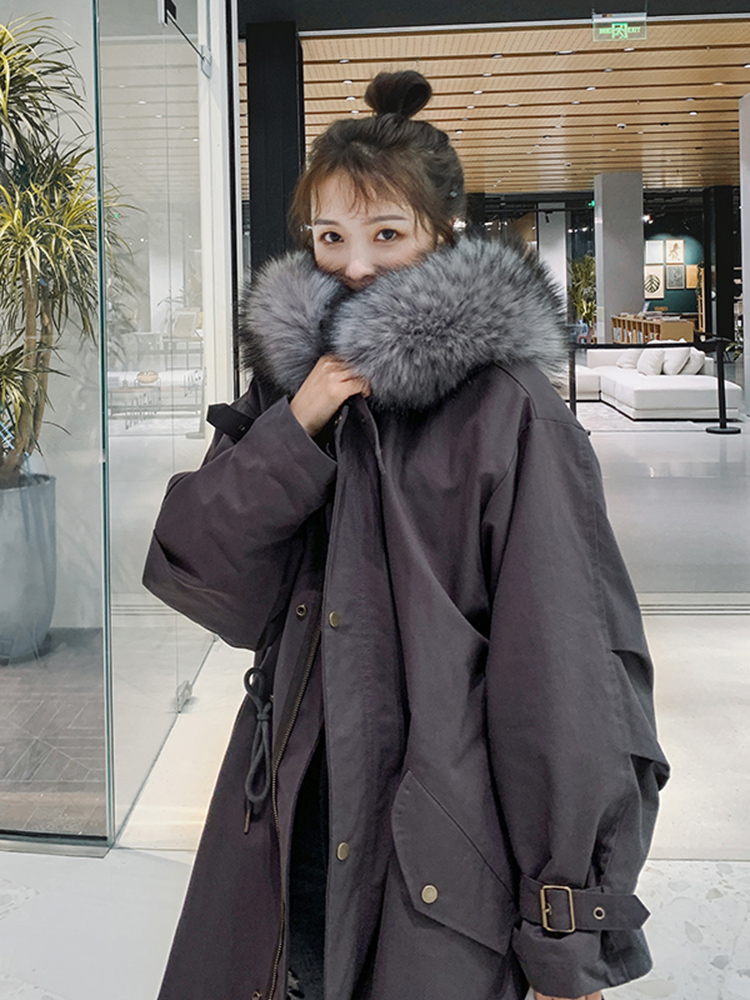 Lecea Alice Cotton Cotton Cotton Cotton Cotton Cotton Woman 2022 New Hair Collar Thickening Pie Overcoming Cotton Coat Coat Coat