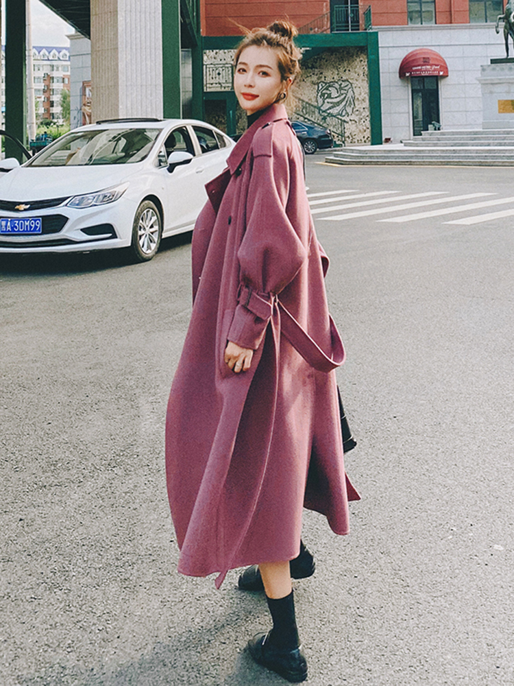 Lecea Alice woolen coat women's mid-length version 2022 winter new Korean version thickened temperament cashmere coat