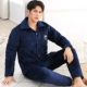 Mùa đông nam ba lớp dày san hô lông cừu bộ đồ ngủ cộng với nhung trung niên cotton áo khoác pha lê cashmere dịch vụ nhà