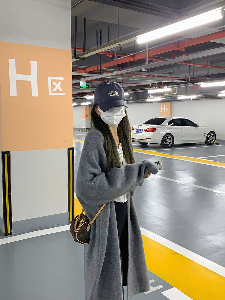 Lady Big Miss 77 Soft glutinous glutinous goo grade sensation Flower grey cloud Dairy sweater Slim Loose Cardigan Coat